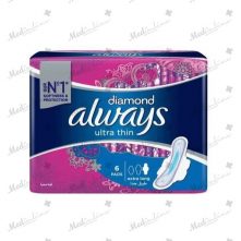 Always Diamonds Ultra Thin Sanitary Pads Extra Long Single Pack 6 Count