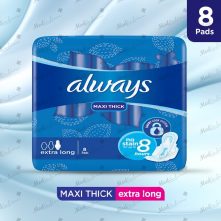 Always Thicks Maxi Sanitary Pads Long Single Pack 8 Count