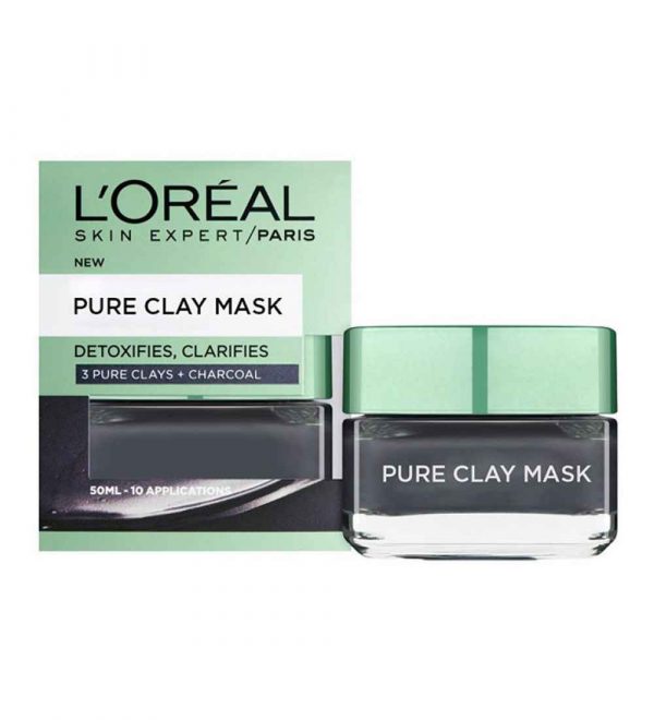 L'Oreal Pure Clay Mask Detoxifies Clarifies Charcoal 50ml